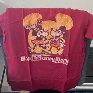 Disney Maroon T-Shirt with Mickey and Minnie